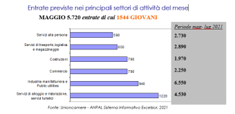 excelsior - Entrate previste nei principali settori di attività del mese di maggio